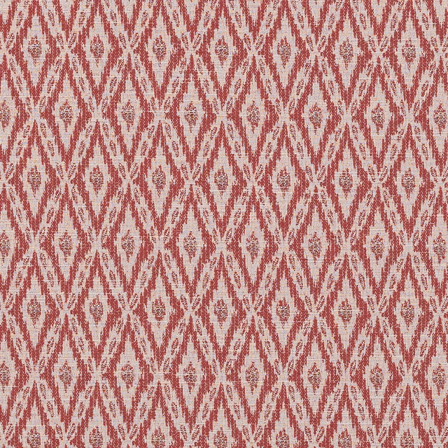 Paprika red and cream geometric woven fabric with diamond repeat