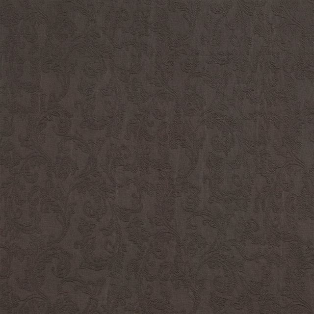 Dark chocolate-brown damask fabric swatch with subtle tone-on-tone pattern