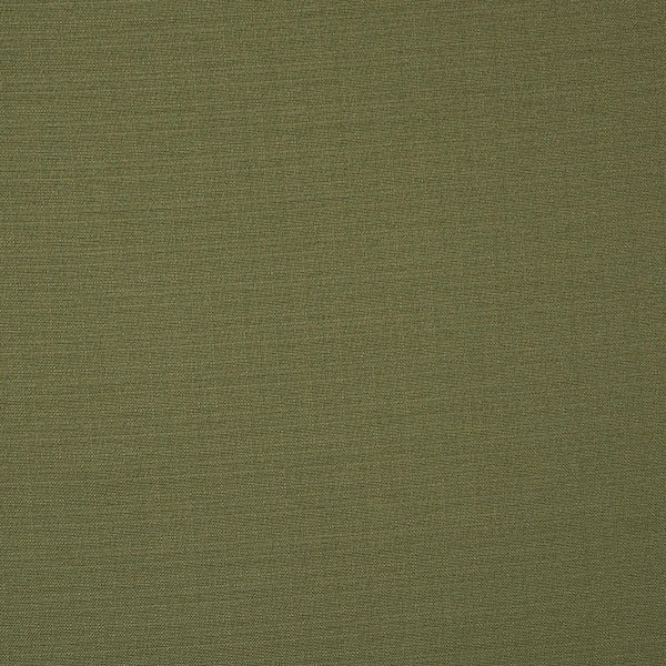 Close-up of plain muted olive green woven fabric with a fine, even texture