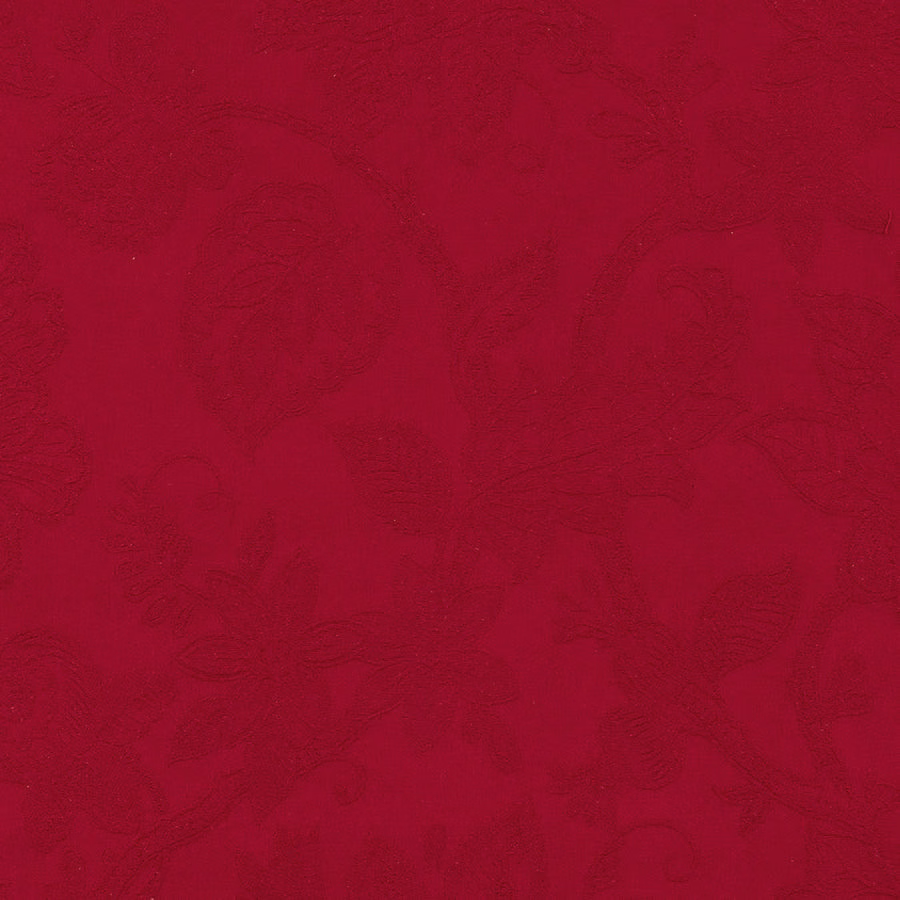 Deep raspberry red woven fabric with subtle tonal patterning and soft matte texture