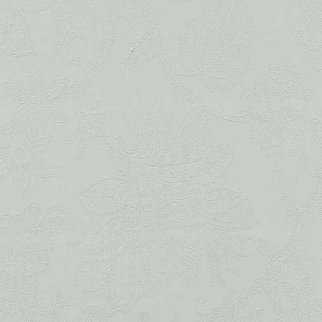 Pale seafoam green floral jacquard fabric with a soft embossed texture
