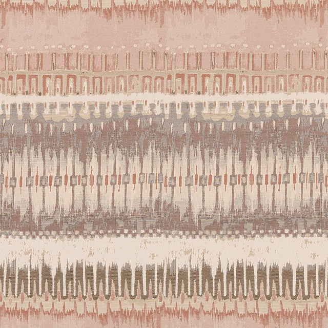 Abstract striped fabric swatch in dusty spice pink, taupe and cream