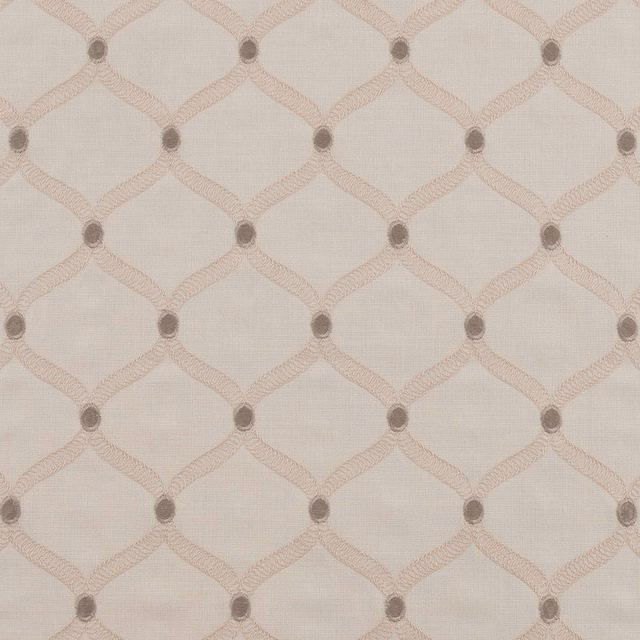 Natural cream geometric fabric with soft lattice lines and small taupe dots