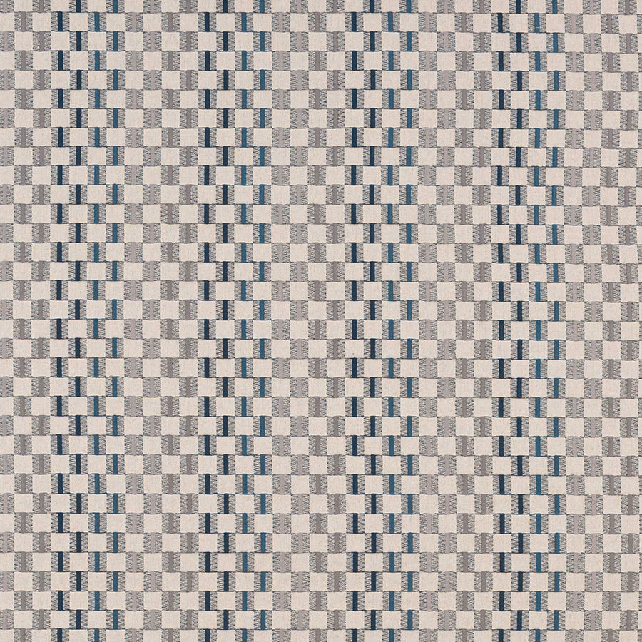Small woven geometric fabric in soft indigo blue and pale grey