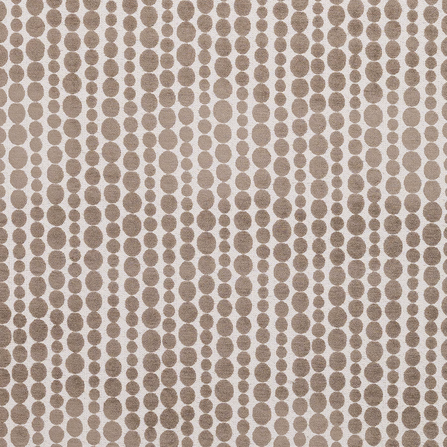 Taupe oval-dot geometric fabric on a pale woven ground