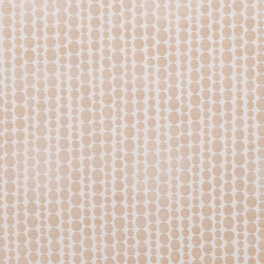 Close-up of Metronome Natural fabric with soft beige dot repeat on a pale ground
