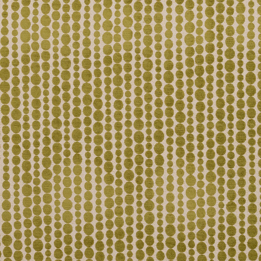 Olive green dot pattern on a pale neutral woven fabric swatch