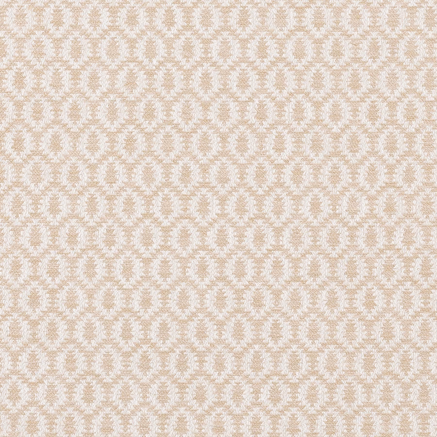 Close-up of soft cream woven fabric with a small textured geometric repeat