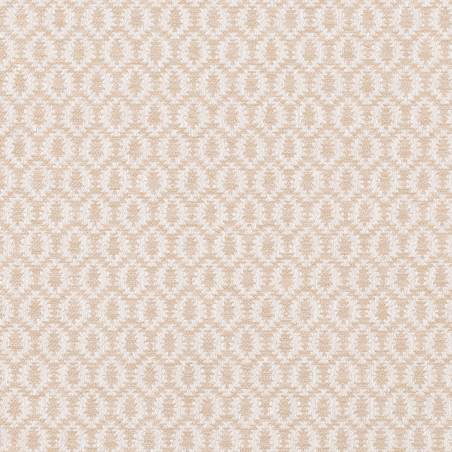 Close-up of soft cream woven fabric with a small textured geometric repeat