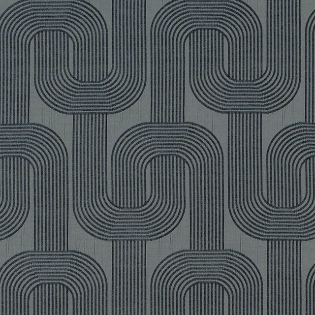 Seafoam green geometric fabric with linked loop pattern in dark slate lines