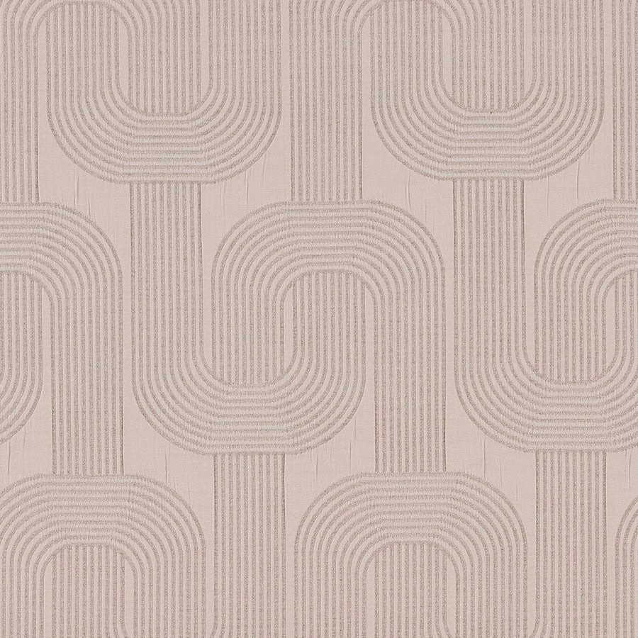 Pale stone beige geometric fabric with ribbed interlocking loop pattern