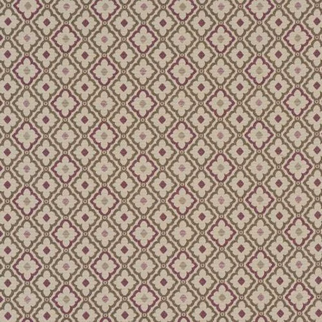 Small repeating damask swatch in grape and blush on a pale ground