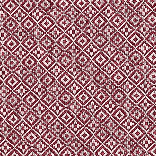 Raspberry pink-red geometric fabric with small ivory diamond pattern