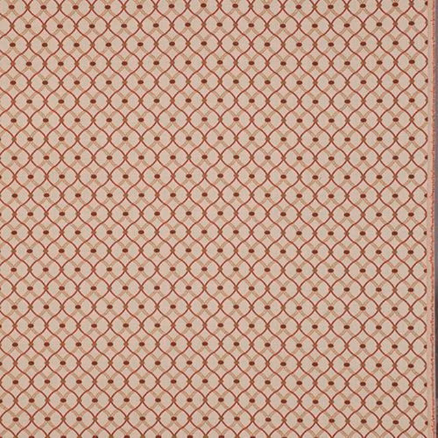 Pale rouge geometric lattice fabric with small dot intersections and a woven texture