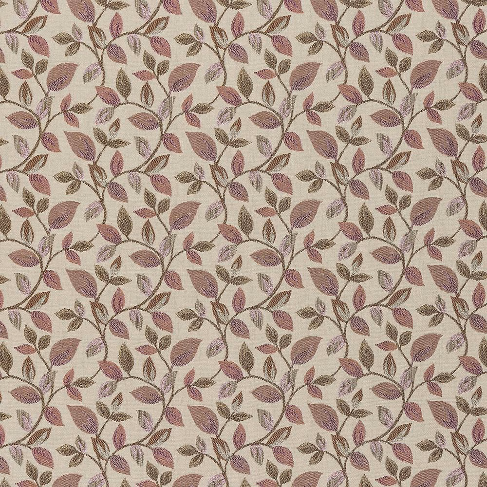 Dusty blush botanical leaf trail on a pale woven fabric ground