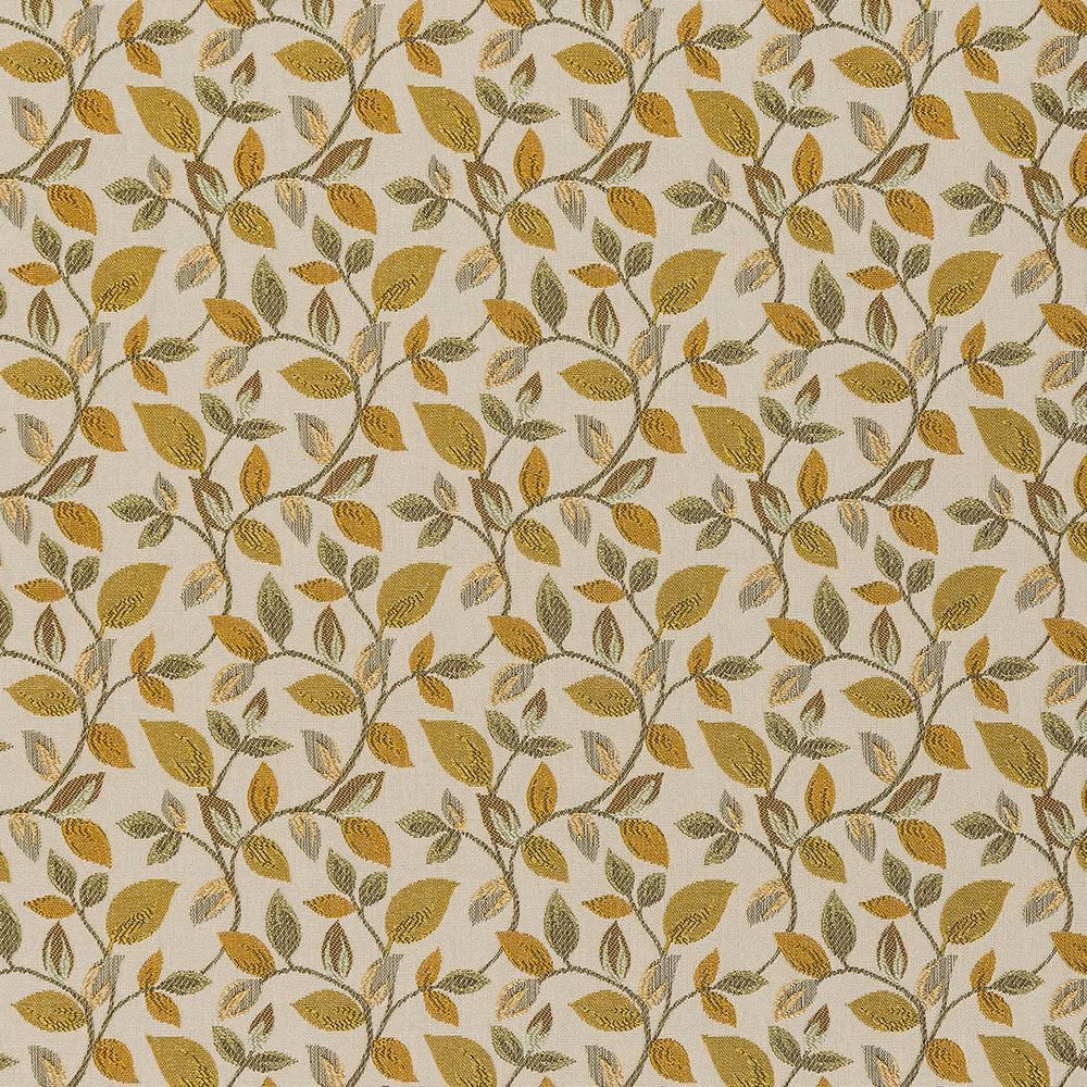 Ochre and olive leaf trail on a pale woven ground