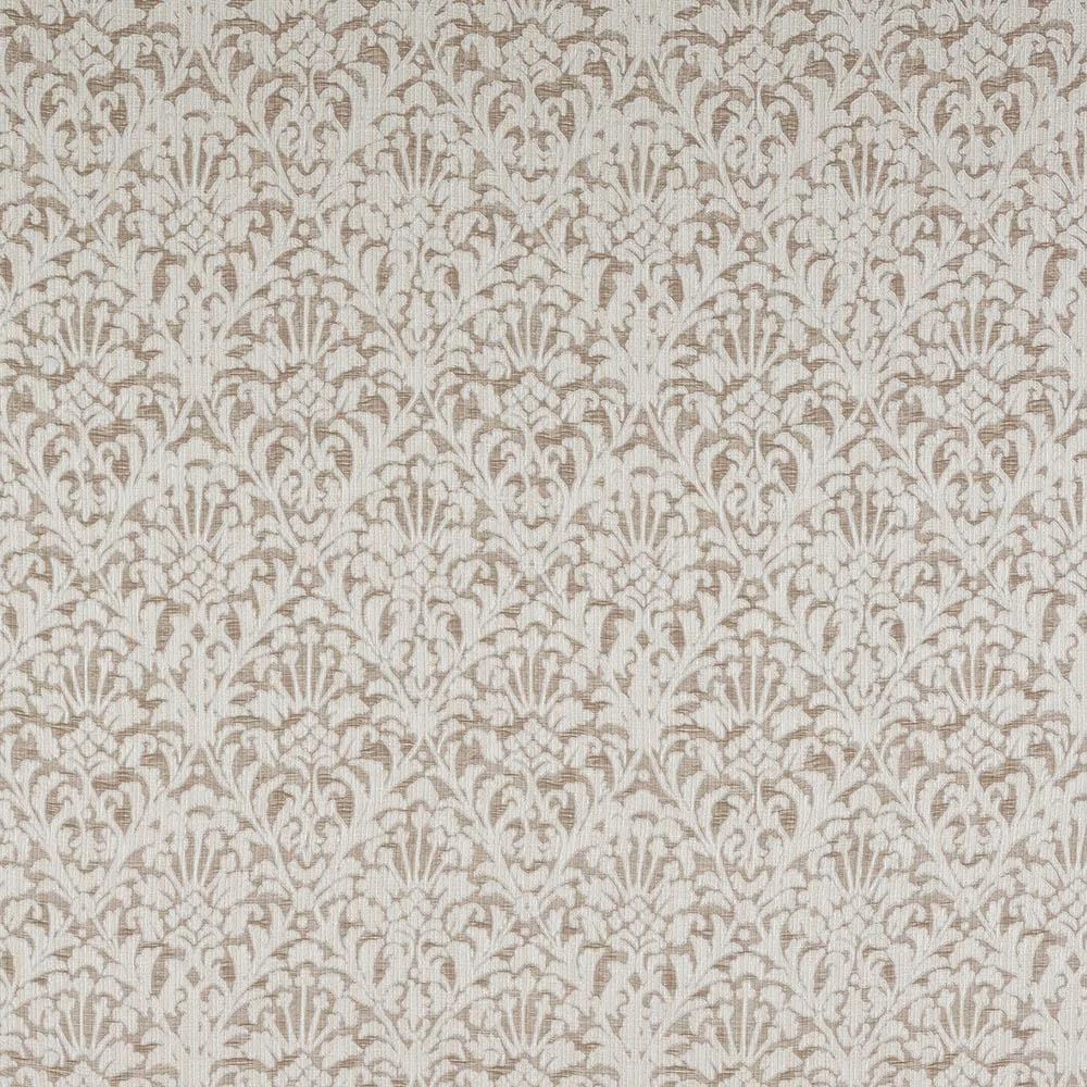 Pale blush-beige damask woven fabric with soft ivory patterning