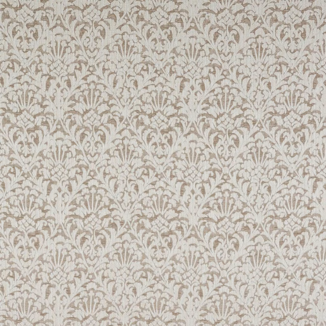 Pale blush-beige damask woven fabric with soft ivory patterning