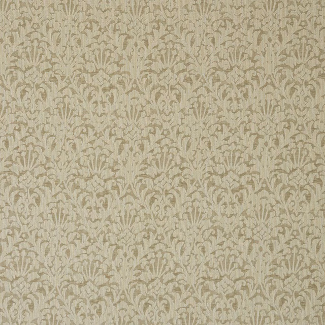 Soft beige damask fabric swatch with a woven, tonal natural pattern