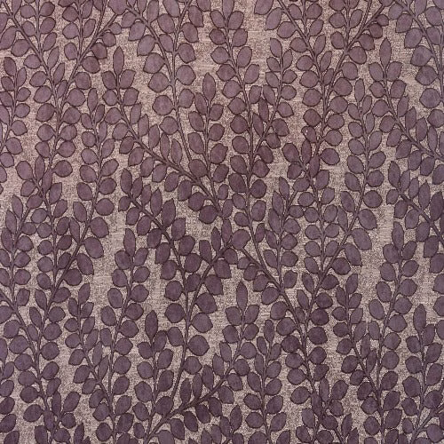 Muted plum leaf trail on a heathered mauve fabric swatch