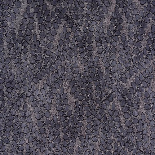 Steel-blue leafy trailing pattern on a textured dark ground