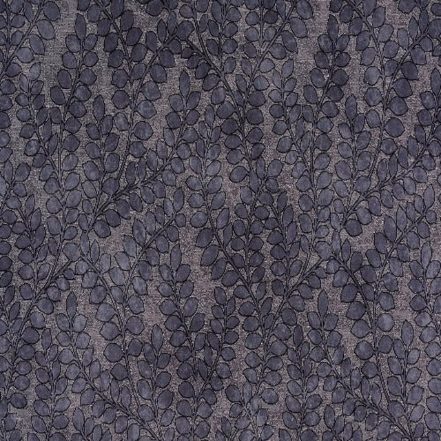 Steel-blue leafy trailing pattern on a textured dark ground