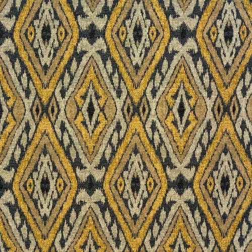 Geometric diamond fabric in charcoal grey, ochre and stone with a woven texture