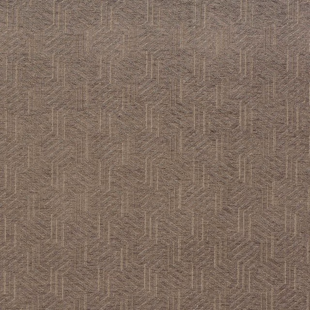 Close-up of Geo Dove geometric fabric in soft taupe-grey tones