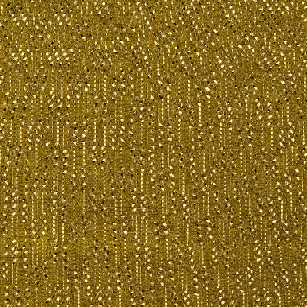 Ochre geometric woven fabric with angular repeating zigzag pattern