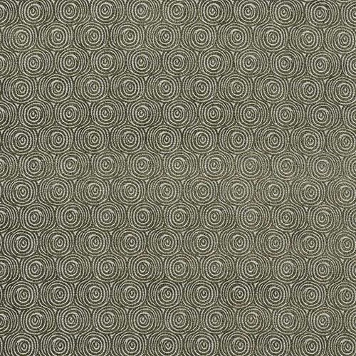 Close-up of a muted juniper green fabric with small concentric circle pattern