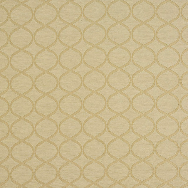 Cream geometric fabric with circular trellis motif and subtle woven texture