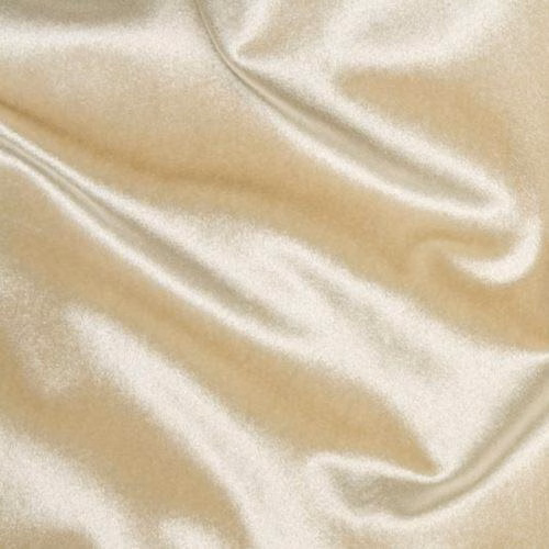 Creamy ivory satin-look fabric swatch with soft shimmering folds