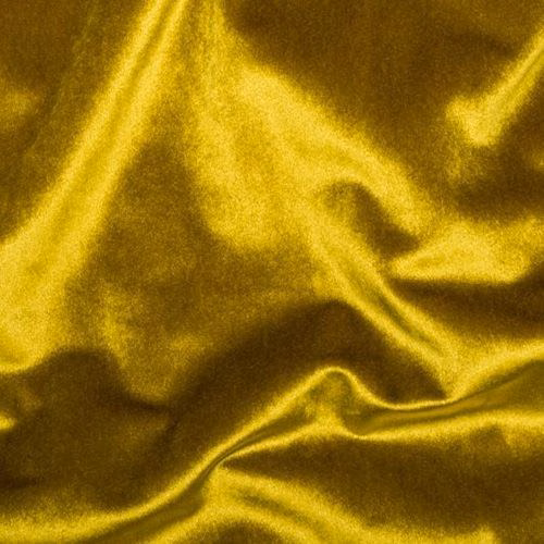 Shiny ochre-gold fabric swatch with soft reflective folds