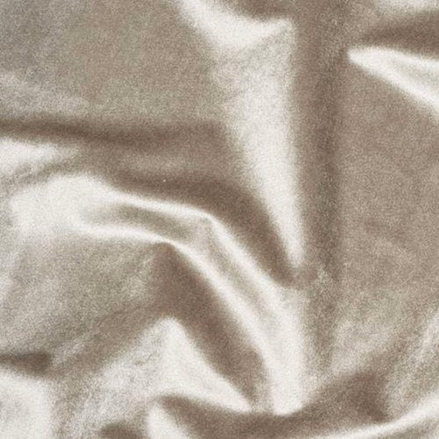 Shimmering silver-grey fabric swatch with a smooth satin sheen and soft folds