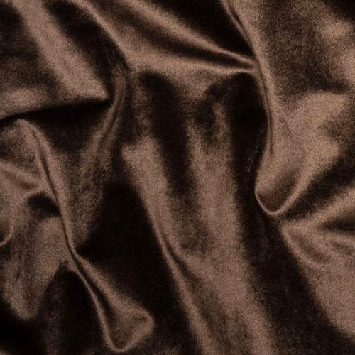 Deep chocolate-brown fabric with a silky sheen and soft draped folds