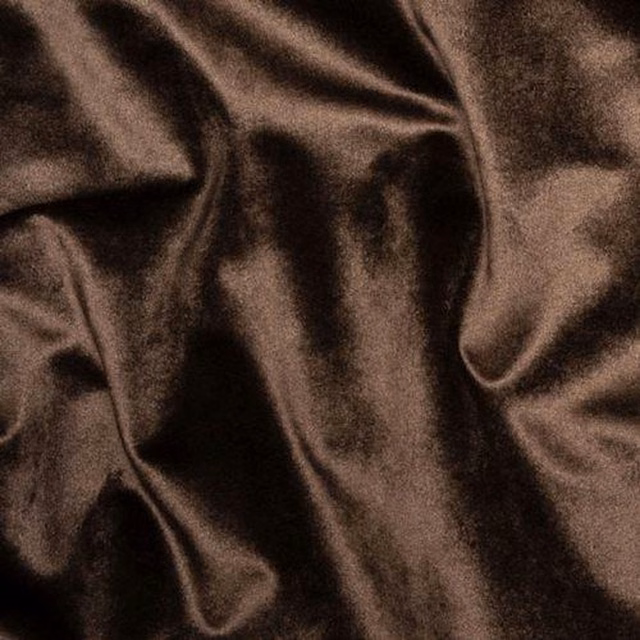 Deep chocolate-brown fabric with a silky sheen and soft draped folds
