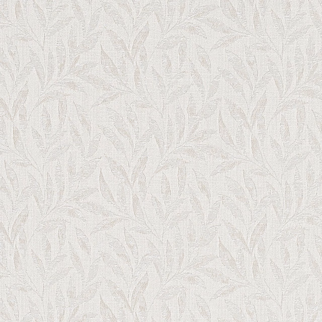 Pale ivory fabric with subtle woven leaf motif and soft textured ground