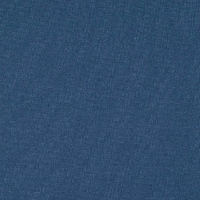 Deep coastal blue plain cotton fabric with a fine, even weave