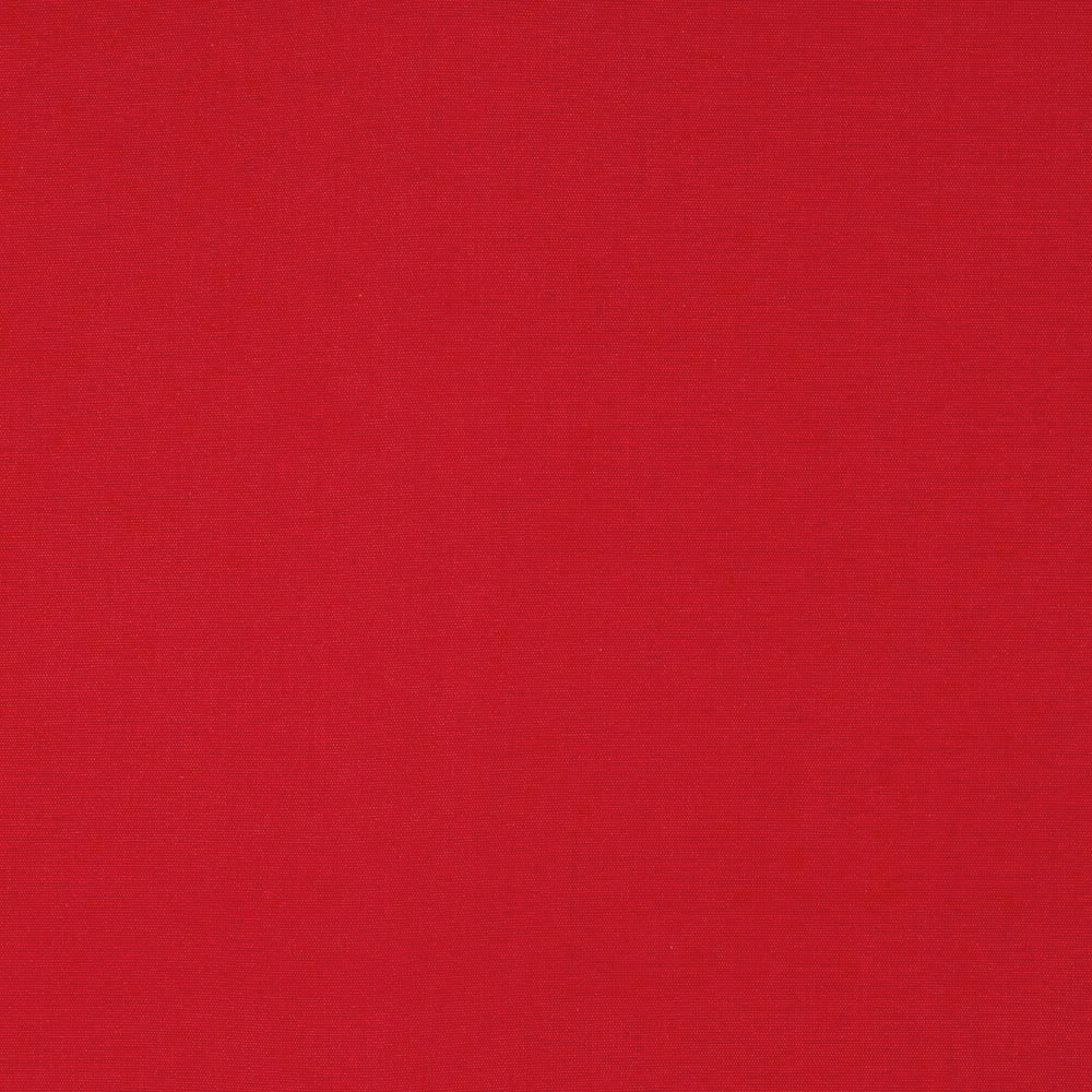 Bright coral-red plain woven cotton fabric with a fine textured surface
