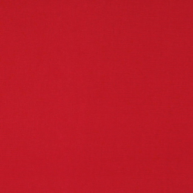 Bright coral-red plain woven cotton fabric with a fine textured surface