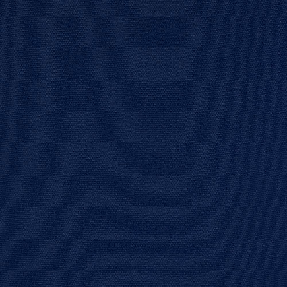 Close-up of deep navy blue plain-woven cotton fabric with fine texture