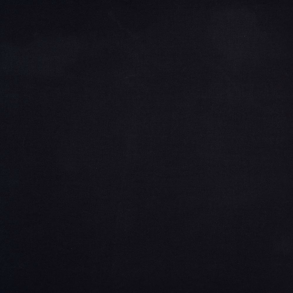 Deep charcoal black plain-woven cotton fabric swatch with matte texture