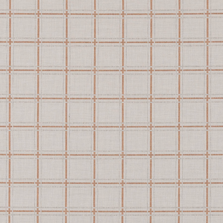 Light fabric swatch with a small amber checked grid on a pale ground