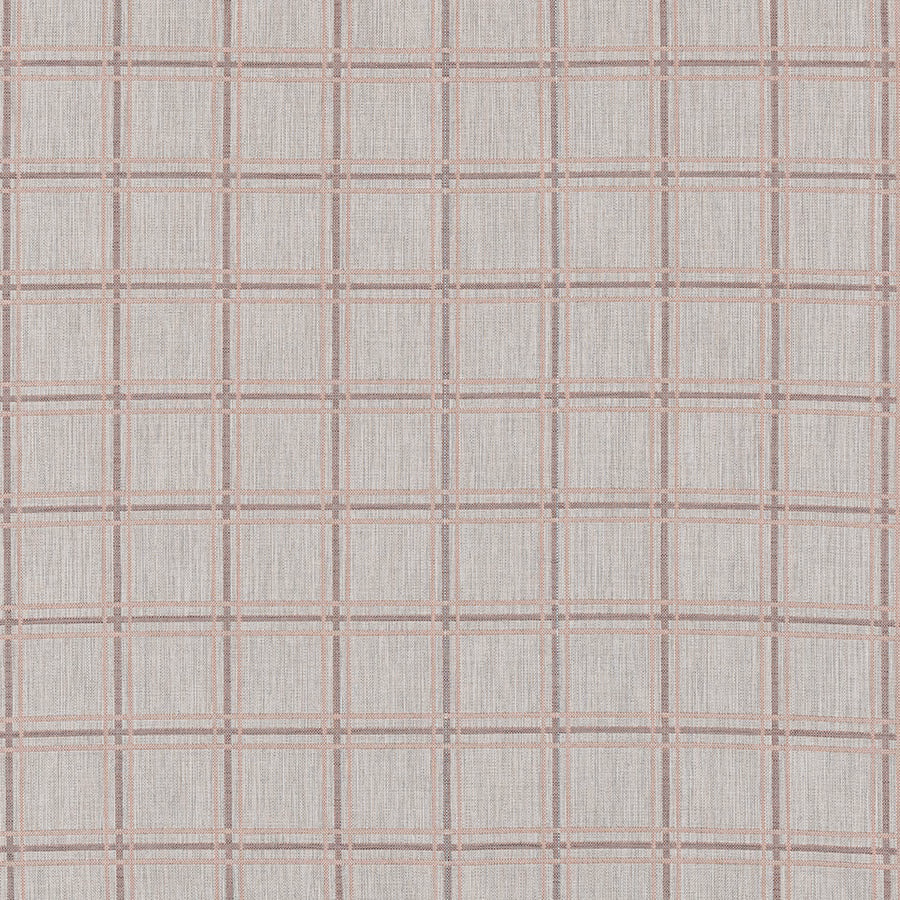 Pale linen-look fabric with a dusky pink checked grid and fine slub texture