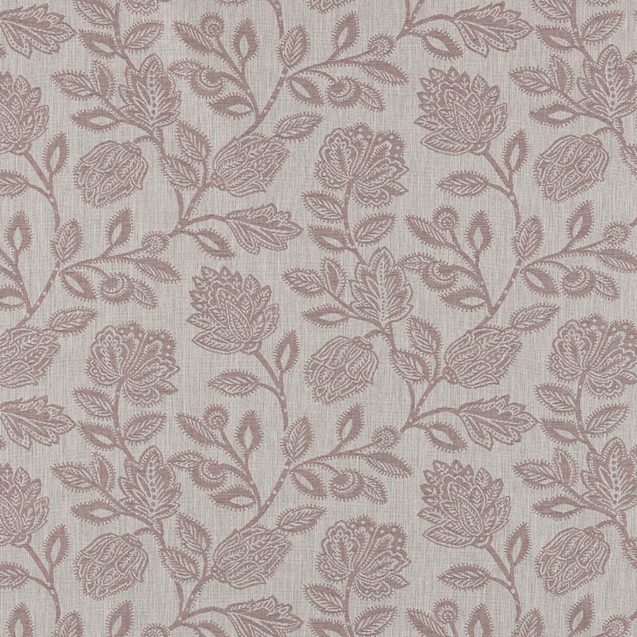 Dusky pink trailing floral fabric on a pale woven ground
