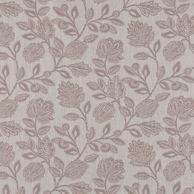 Dusky pink trailing floral fabric on a pale woven ground
