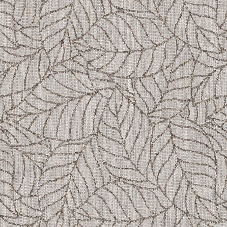 Dove grey leaf-pattern fabric with тонal woven outline texture