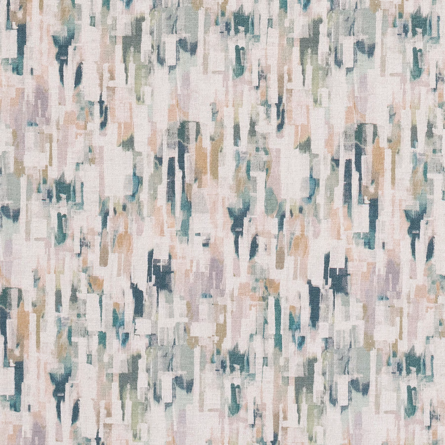 Abstract willow green and pale neutral brushstroke fabric with vertical painterly blocks