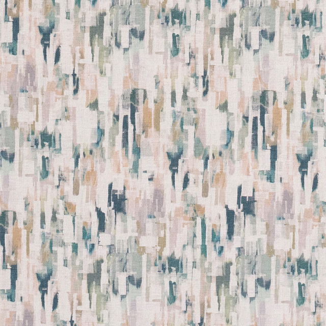 Abstract willow green and pale neutral brushstroke fabric with vertical painterly blocks