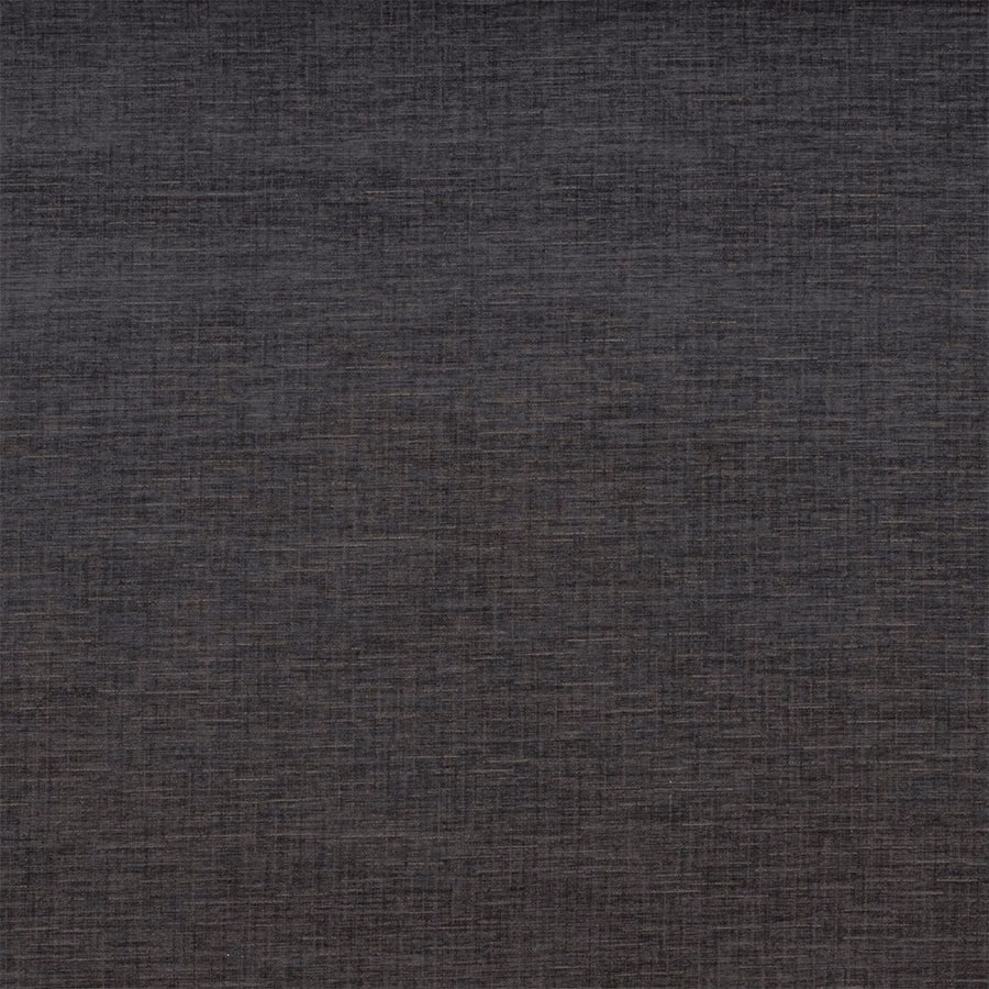 Close-up of deep charcoal woven fabric with subtle heathered texture